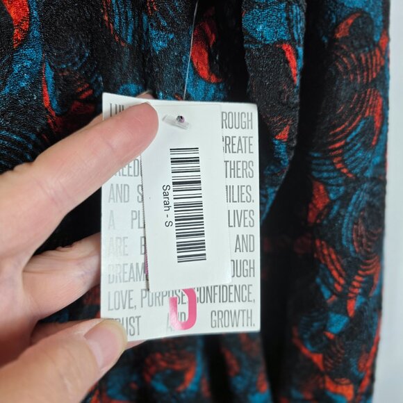 Lularoe Sarah Cardigan Women's Size Small Black, Turquoise Orange Geo Print NEW - Picture 8 of 14